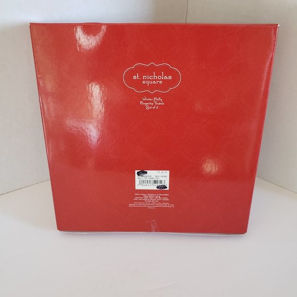 St Nicholas Square Christmas Peace Love Finger Tip Towel Set of 2 New in Box - Picture 5 of 6